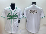 Wholesale Cheap Men's Philadelphia Eagles White Team Big Logo With Patch Cool Base Stitched Baseball Jersey