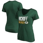Wholesale Cheap Green Bay Packers Fanatics Branded Women's Kickoff 2020 V-Neck T-Shirt Green