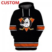 Cheap Men's Anaheim Ducks Black Custom All Stitched Hooded Sweatshirt