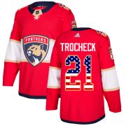 Wholesale Cheap Adidas Panthers #21 Vincent Trocheck Red Home Authentic USA Flag Stitched NHL Jersey