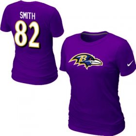 Wholesale Cheap Women\'s Nike Baltimore Ravens #82 Torrey Smith Name & Number T-Shirt Purple
