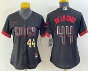 Wholesale Cheap Women's Cincinnati Reds #44 Elly De La Cruz Number Black 2023 City Connect Cool Base Stitched Baseball Jersey1