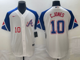 Cheap Men's Atlanta Braves #10 Chipper Jones Number White 2023 City Connect Cool Base Stitched Jerseys