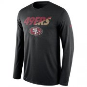 Wholesale Cheap Men's San Francisco 49ers Nike Black Legend Staff Practice Long Sleeves Performance T-Shirt