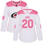 Wholesale Cheap Adidas Hurricanes #20 Sebastian Aho White/Pink Authentic Fashion Women's Stitched NHL Jersey