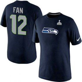 Wholesale Cheap Nike Seattle Seahawks #12 Fan Name & Number 2015 Super Bowl XLIX NFL T-Shirt Navy Blue