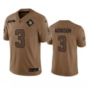 Wholesale Cheap Men's Minnesota Vikings #3 Jordan Addison 2023 Brown Salute To Service Limited Football Stitched Jersey