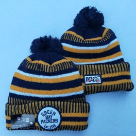 Wholesale Cheap Packers Team Logo Yellow 100th Season Pom Knit Hat YD
