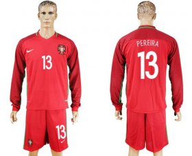 Wholesale Cheap Portugal #13 Pereira Home Long Sleeves Soccer Country Jersey