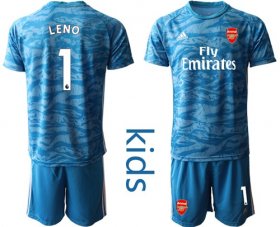 Wholesale Cheap Arsenal #1 Leno Light Blue Goalkeeper Kid Soccer Club Jersey