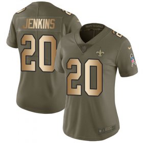 Wholesale Cheap Nike Saints #20 Janoris Jenkins Olive/Gold Women\'s Stitched NFL Limited 2017 Salute To Service Jersey