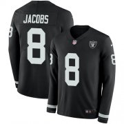 Wholesale Cheap Nike Raiders #8 Josh Jacobs Black Team Color Men's Stitched NFL Limited Therma Long Sleeve Jersey