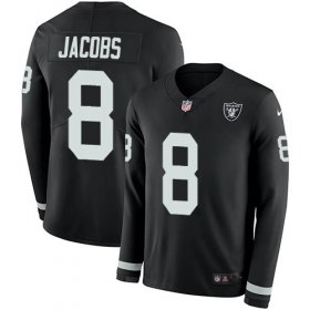 Wholesale Cheap Nike Raiders #8 Josh Jacobs Black Team Color Men\'s Stitched NFL Limited Therma Long Sleeve Jersey