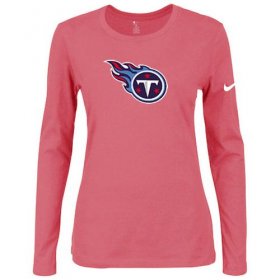 Wholesale Cheap Women\'s Nike Tennessee Titans Of The City Long Sleeve Tri-Blend NFL T-Shirt Pink