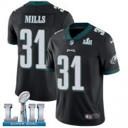 Wholesale Cheap Nike Eagles #31 Jalen Mills Black Alternate Super Bowl LII Men's Stitched NFL Vapor Untouchable Limited Jersey