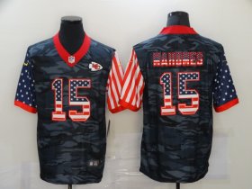 Wholesale Cheap Men\'s Kansas City Chiefs #15 Patrick Mahomes USA Camo 2020 Salute To Service Stitched NFL Nike Limited Jersey