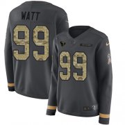 Wholesale Cheap Nike Texans #99 J.J. Watt Anthracite Salute to Service Women's Stitched NFL Limited Therma Long Sleeve Jersey