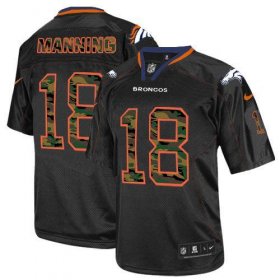 Wholesale Cheap Nike Broncos #18 Peyton Manning Black Men\'s Stitched NFL Elite Camo Fashion Jersey