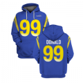 Wholesale Cheap Men's Los Angeles Rams #99 Aaron Donald 2021 Royal Pullover Hoodie