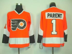 Wholesale Cheap Flyers #1 Bernie Parent Orange CCM Throwback Stitched NHL Jersey