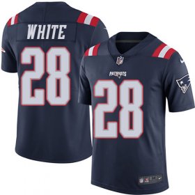 Wholesale Cheap Nike Patriots #28 James White Navy Blue Youth Stitched NFL Limited Rush Jersey