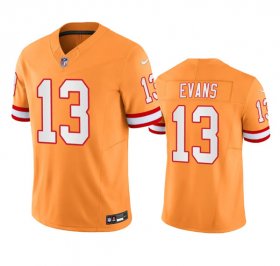 Wholesale Cheap Men\'s Tampa Bay Buccaneers #13 Mike Evans Orange Throwback Limited Stitched Jersey