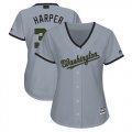 Wholesale Cheap Nationals #34 Bryce Harper Grey 2018 Memorial Day Cool Base Women's Stitched MLB Jersey
