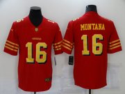 Wholesale Cheap Men's San Francisco 49ers #16 Joe Montana Red Gold 2021 Vapor Untouchable Stitched NFL Nike Limited Jersey