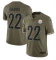 Wholesale Cheap Men's Pittsburgh Steelers #22 Najee Harris 2022 Olive Salute To Service Limited Stitched Jersey