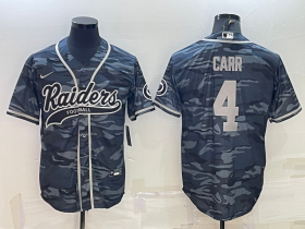 Wholesale Cheap Men\'s Las Vegas Raiders #4 Derek Carr Grey Camo With Patch Cool Base Stitched Baseball Jersey