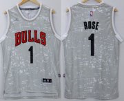 Wholesale Cheap Men's Chicago Bulls #1 Derrick Rose Adidas 2015 Gray City Lights Swingman Jersey