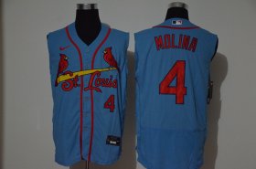 Wholesale Cheap Men\'s St. Louis Cardinals #4 Yadier Molina Light Blue 2020 Cool and Refreshing Sleeveless Fan Stitched Flex Nike Jersey