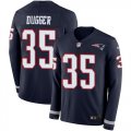 Wholesale Cheap Nike Patriots #35 Kyle Dugger Navy Blue Team Color Men's Stitched NFL Limited Therma Long Sleeve Jersey
