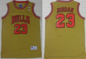 Wholesale Cheap Chicago Bulls #23 Michael Jordan 1997 Gold Swingman Throwback Jersey