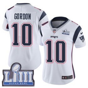 Wholesale Cheap Nike Patriots #10 Josh Gordon White Super Bowl LIII Bound Women\'s Stitched NFL Vapor Untouchable Limited Jersey