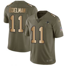 Wholesale Cheap Nike Patriots #11 Julian Edelman Olive/Gold Men\'s Stitched NFL Limited 2017 Salute To Service Jersey