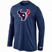 Wholesale Cheap Nike Houston Texans Logo Long Sleeve T-Shirt Dark Blue