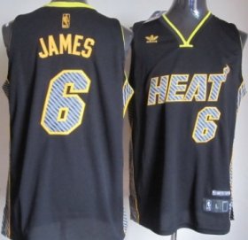 Wholesale Cheap Miami Heat #6 LeBron James Black Electricity Fashion Jersey