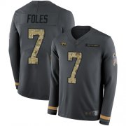 Wholesale Cheap Nike Jaguars #7 Nick Foles Anthracite Salute to Service Men's Stitched NFL Limited Therma Long Sleeve Jersey
