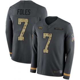 Wholesale Cheap Nike Jaguars #7 Nick Foles Anthracite Salute to Service Men\'s Stitched NFL Limited Therma Long Sleeve Jersey