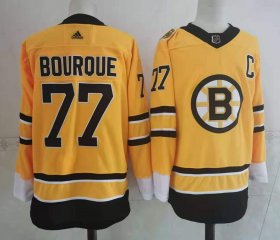 Wholesale Cheap Men\'s Boston Bruins #77 Ray Bourque Yellow Adidas 2020-21 Stitched NHL Jersey