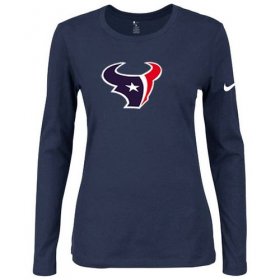 Wholesale Cheap Women\'s Nike Houston Texans Of The City Long Sleeve Tri-Blend NFL T-Shirt Dark Blue