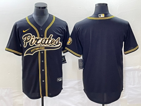 Wholesale Cheap Men\'s Pittsburgh Pirates Blank Black Cool Base Stitched Baseball Jersey