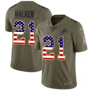 Wholesale Cheap Nike Lions #21 Tracy Walker Olive/USA Flag Men's Stitched NFL Limited 2017 Salute To Service Jersey