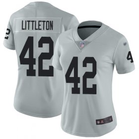 Wholesale Cheap Nike Raiders #42 Cory Littleton Silver Women\'s Stitched NFL Limited Inverted Legend Jersey
