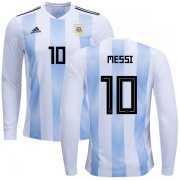 Wholesale Cheap Argentina #10 Messi Home Long Sleeves Kid Soccer Country Jersey