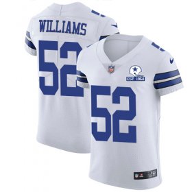 Wholesale Cheap Nike Cowboys #52 Connor Williams White Men\'s Stitched With Established In 1960 Patch NFL New Elite Jersey