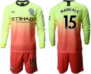 Wholesale Cheap Manchester City #15 Mangala Third Long Sleeves Soccer Club Jersey