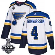 Wholesale Cheap Adidas Blues #4 Carl Gunnarsson White Road Authentic 2019 Stanley Cup Final Stitched NHL Jersey