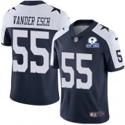 Wholesale Cheap Nike Cowboys #55 Leighton Vander Esch Navy Blue Thanksgiving Men's Stitched With Established In 1960 Patch NFL Vapor Untouchable Limited Throwback Jersey